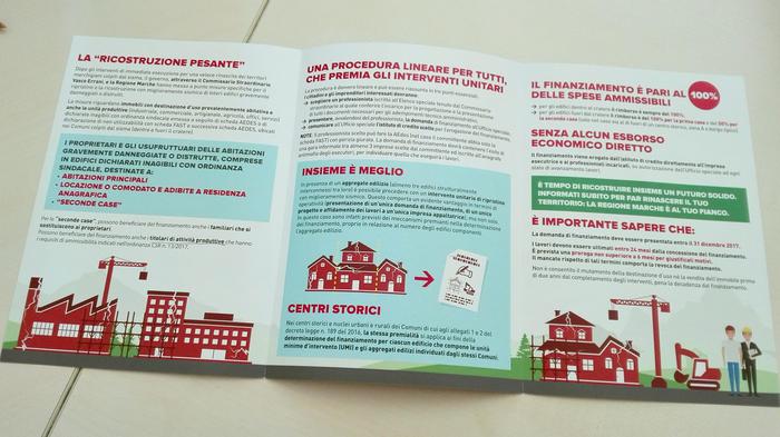 (ANSA) - ANCONA, 17 MAG - Terremoto: brochure campagna comunicazione su ricostruzione pesante.