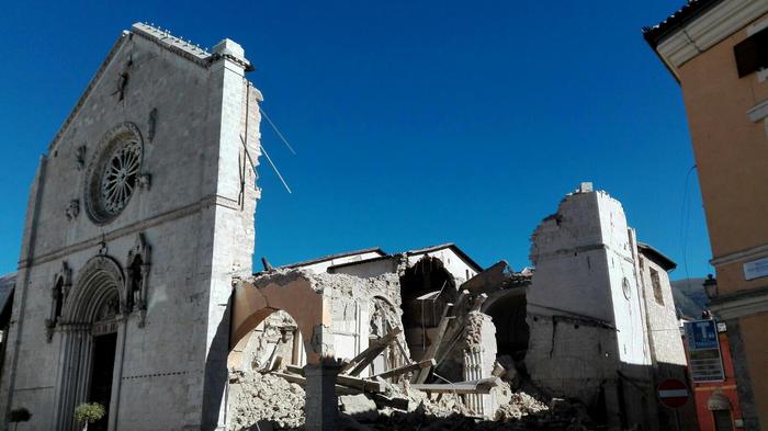 The Basilica of San Benedetto destroyed after the strong earthquake in central Italy, Norcia, Umbria Region, 30 October 2016.
ANSA/MATTEO GUIDELLI